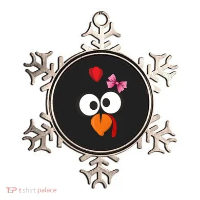 Cute Turkey Face Pink Bow Tie  Ornament