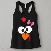 Cute Turkey Face Pink Bow Tie  Women's Tank Top thumb 3