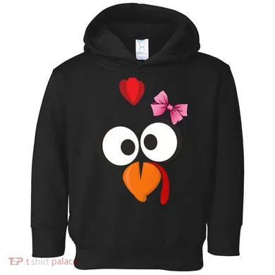 Cute Turkey Face Pink Bow Tie  Toddler Hoodie