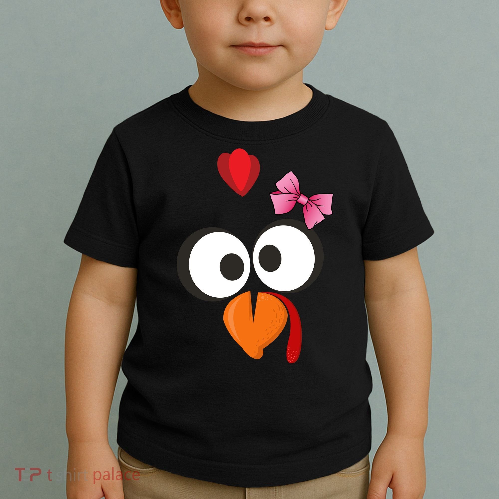 Cute Turkey Face Pink Bow Tie  Toddler T-Shirt
