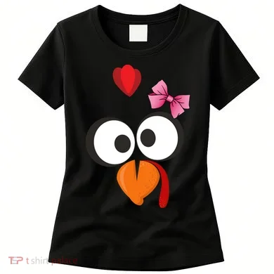 Cute Turkey Face Pink Bow Tie  Women's T-Shirt