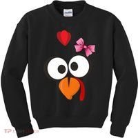 Cute Turkey Face Pink Bow Tie  Kids Sweatshirt thumb 0