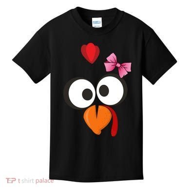 Cute Turkey Face Pink Bow Tie  Kids T-Shirt
