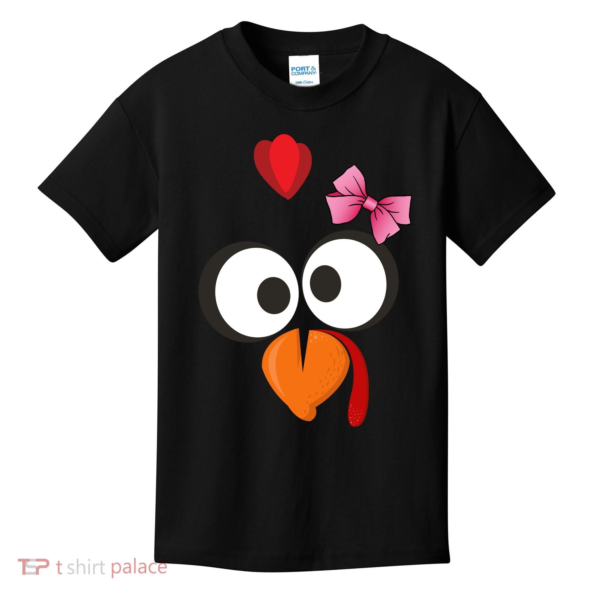 Cute Turkey Face Pink Bow Tie  Kids T-Shirt