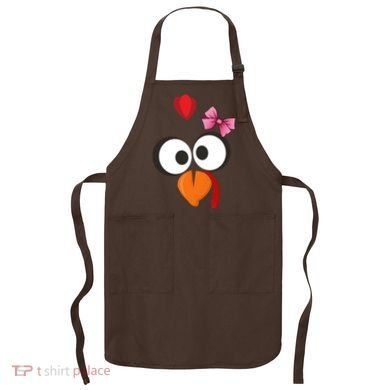 Cute Turkey Face Pink Bow Tie  Apron
