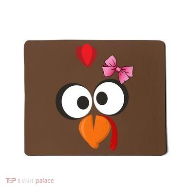 Cute Turkey Face Pink Bow Tie  Mousepad