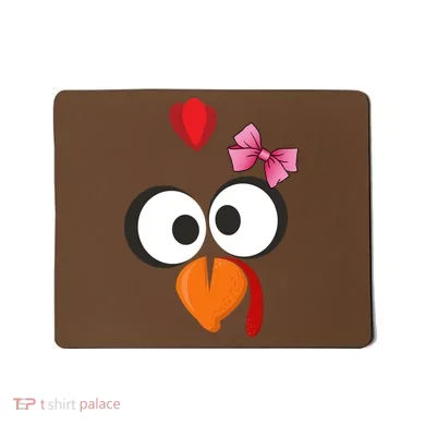 Cute Turkey Face Pink Bow Tie  Mousepad