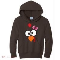 Cute Turkey Face Pink Bow Tie  Kids Hoodie thumb 0
