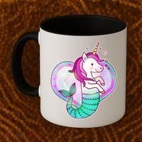 Cute Unicorn Mermaid Heart Coffee Mug thumb 2