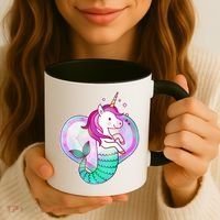 Cute Unicorn Mermaid Heart Coffee Mug thumb 3