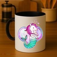 Cute Unicorn Mermaid Heart Coffee Mug thumb 4