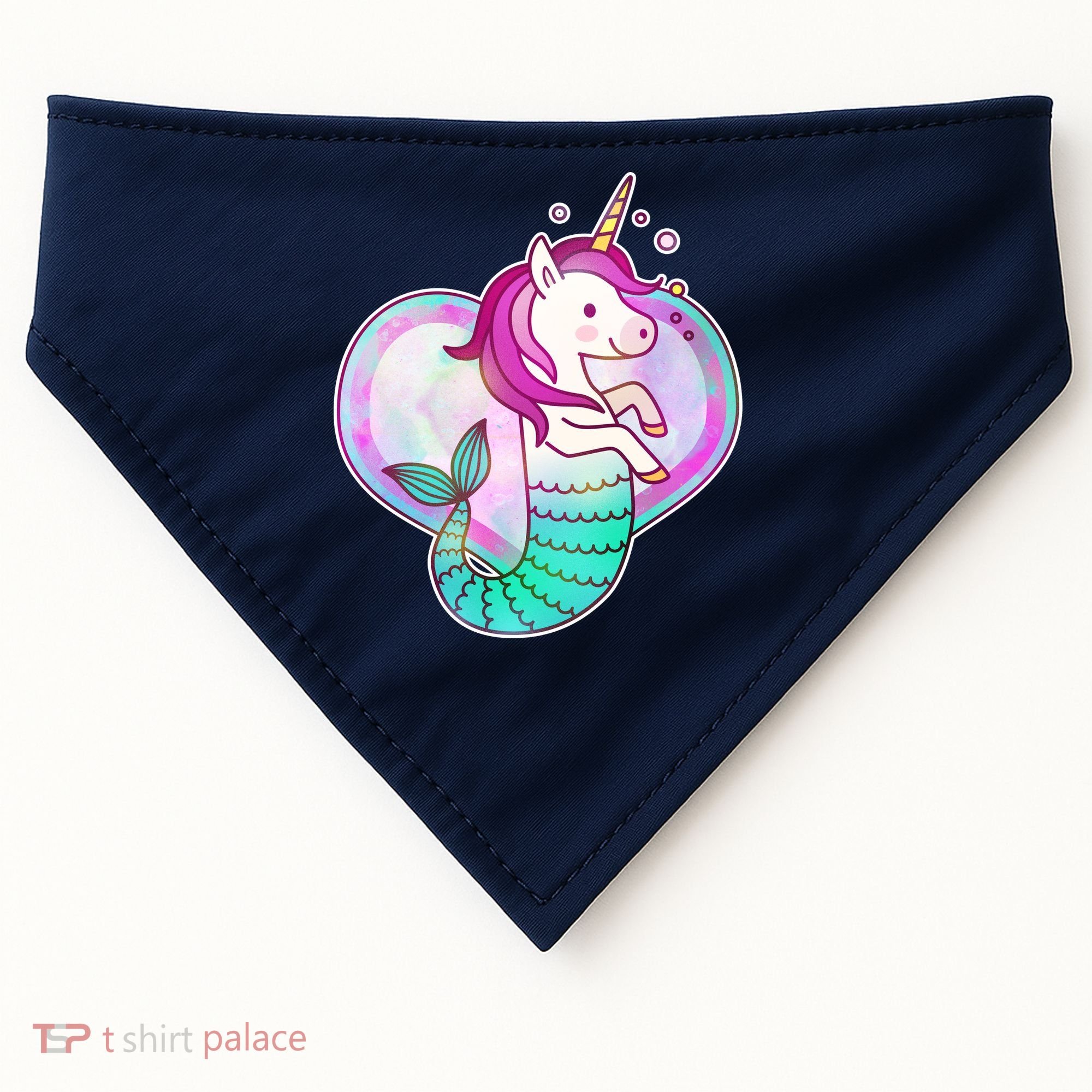 Cute Unicorn Mermaid Heart USA-Made Doggie Bandana