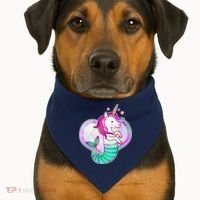 Cute Unicorn Mermaid Heart USA-Made Doggie Bandana thumb 1