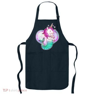 Cute Unicorn Mermaid Heart Apron