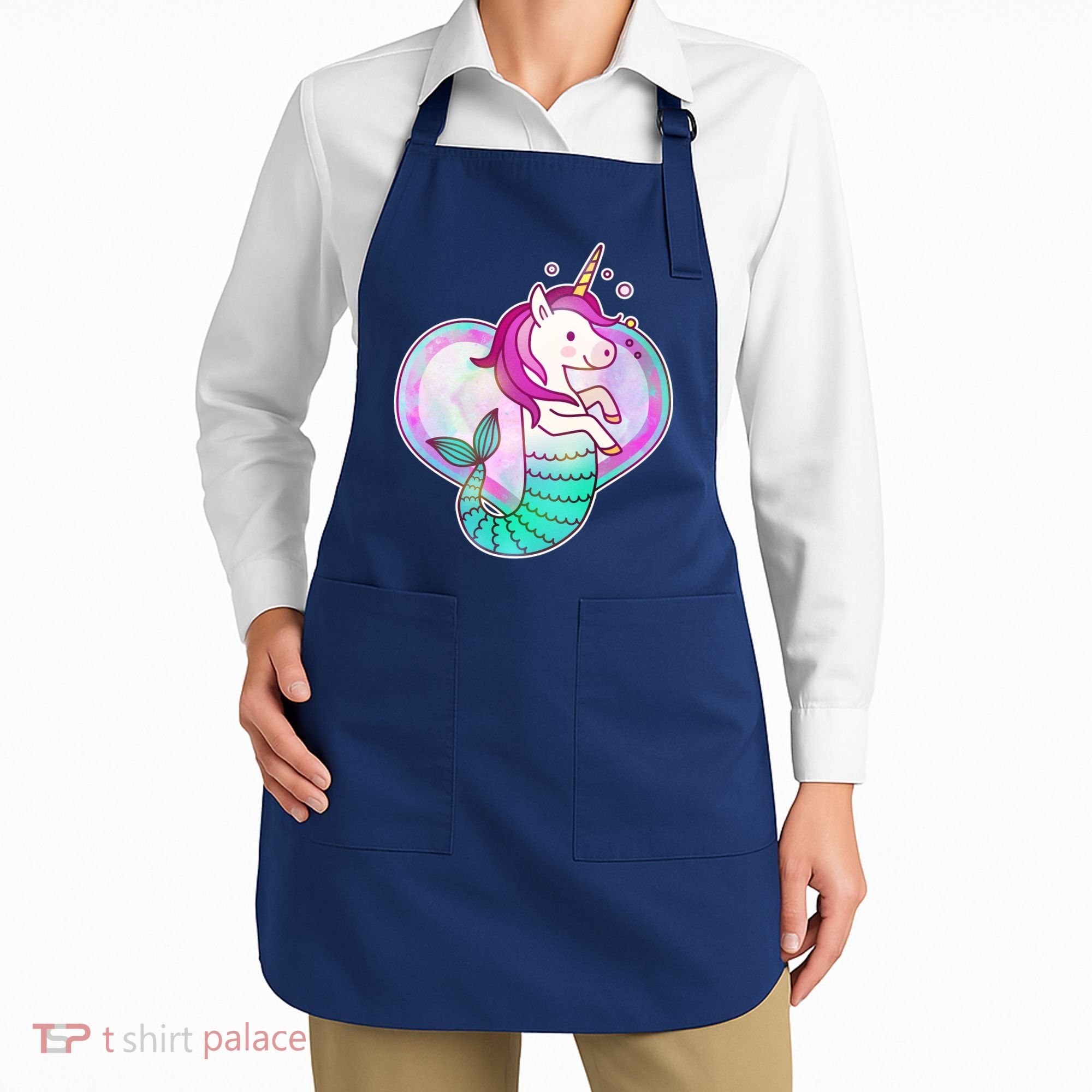 Cute Unicorn Mermaid Heart Apron
