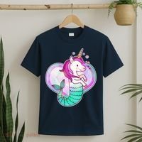 Cute Unicorn Mermaid Heart T-Shirt thumb 2