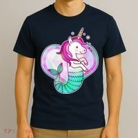 Cute Unicorn Mermaid Heart T-Shirt thumb 3
