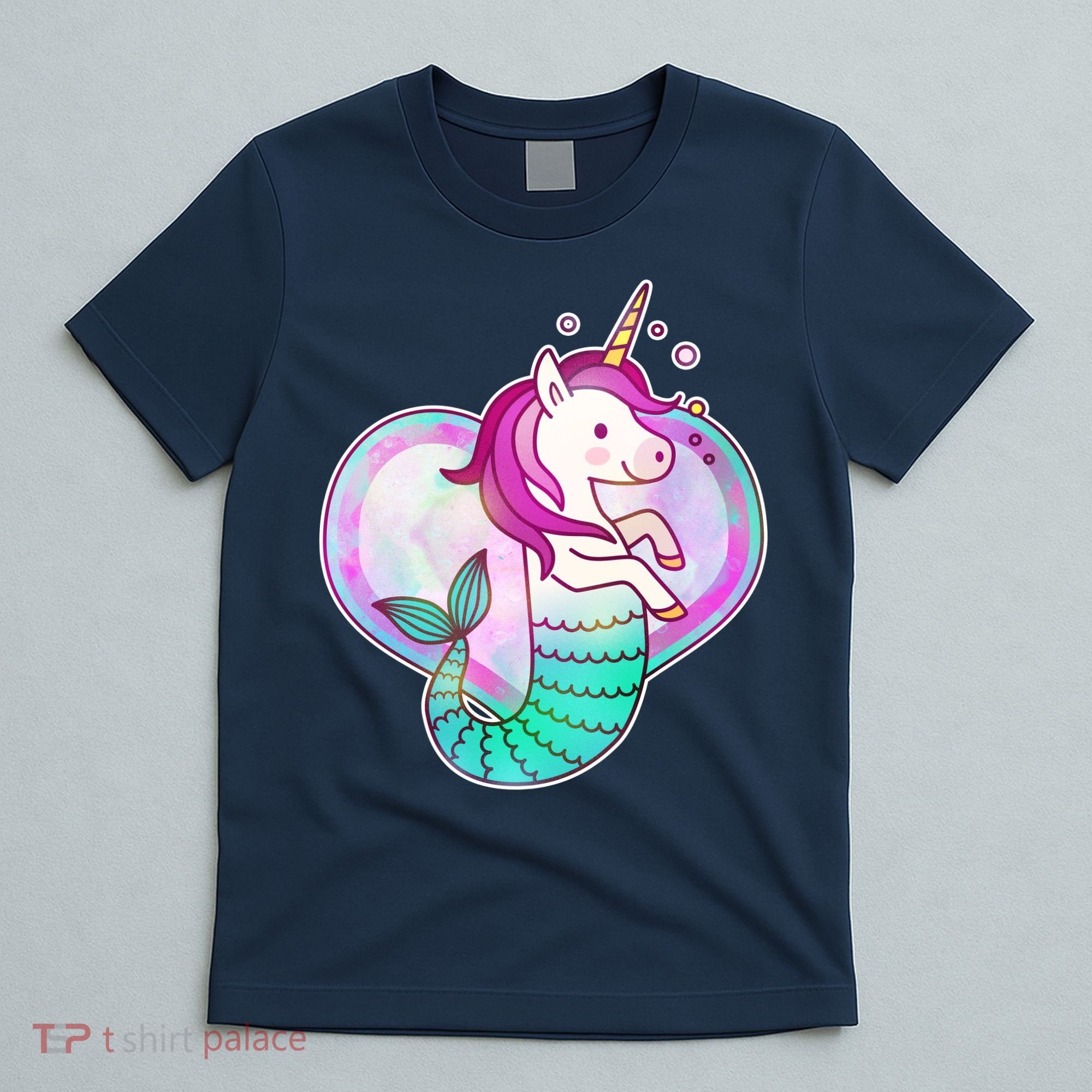 Cute Unicorn Mermaid Heart T-Shirt