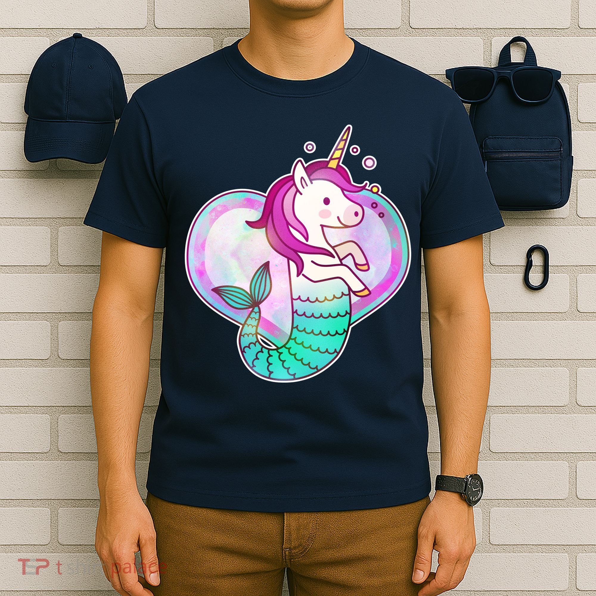 Cute Unicorn Mermaid Heart T-Shirt
