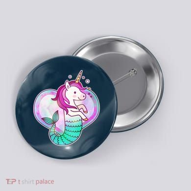 Cute Unicorn Mermaid Heart Button