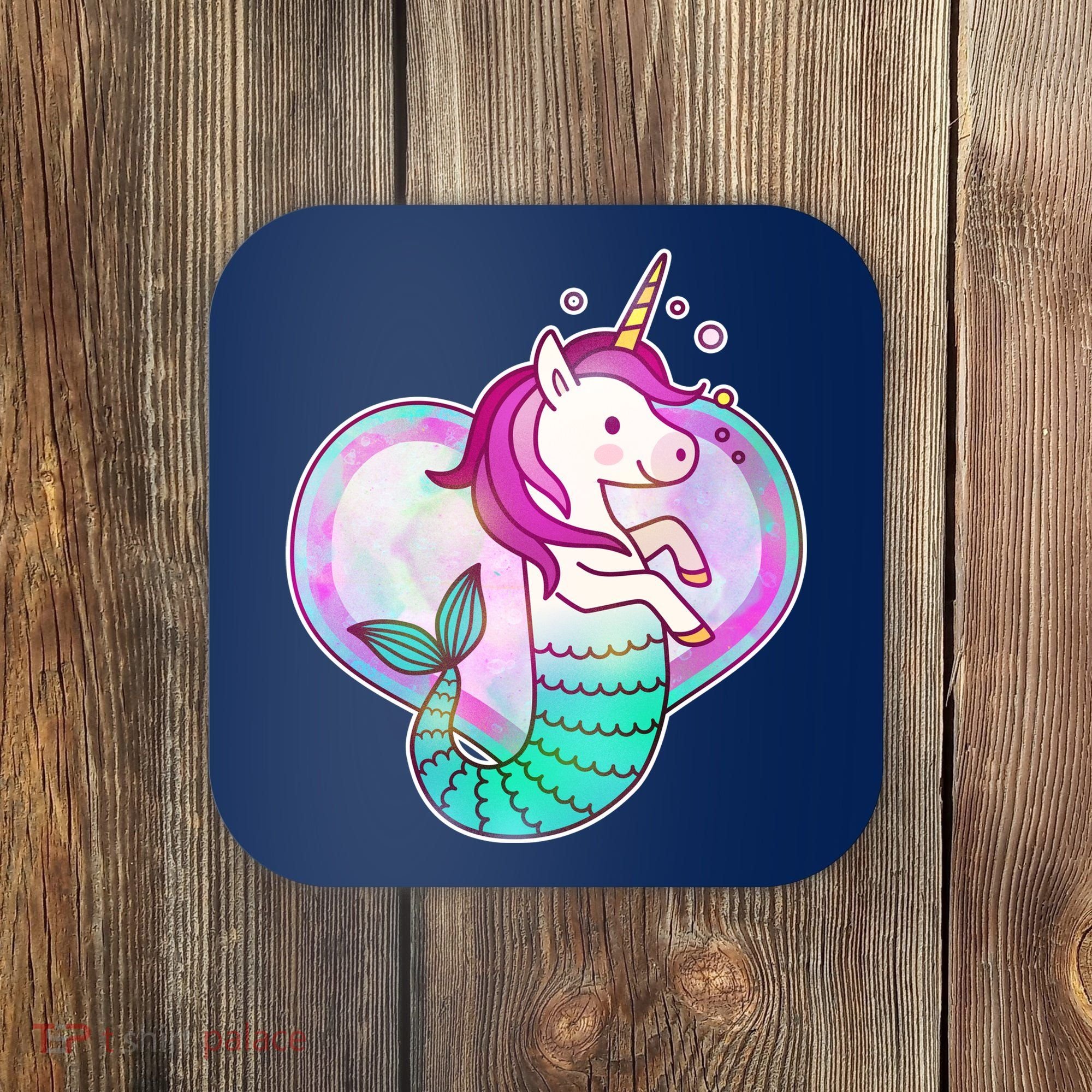 Cute Unicorn Mermaid Heart Coaster