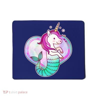 Cute Unicorn Mermaid Heart Mousepad