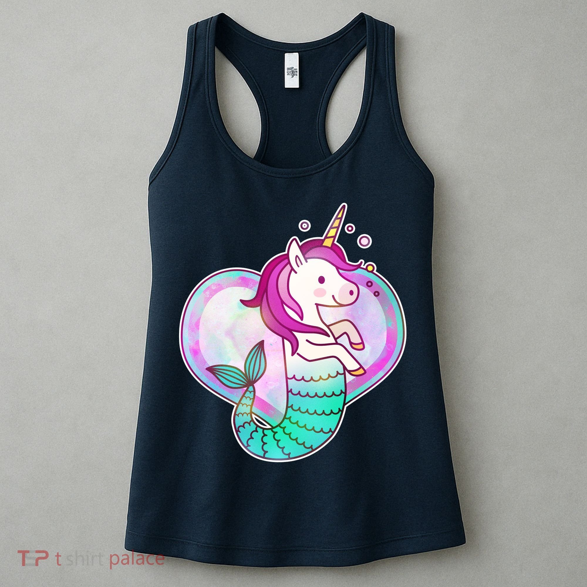 Cute Unicorn Mermaid Heart Women's Tank Top