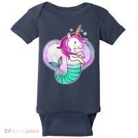Cute Unicorn Mermaid Heart Baby Bodysuit thumb 0
