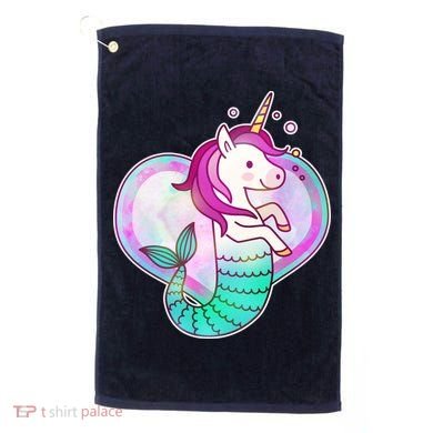 Cute Unicorn Mermaid Heart Golf Towel