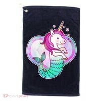 Cute Unicorn Mermaid Heart Golf Towel thumb 0
