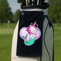 Cute Unicorn Mermaid Heart Golf Towel thumb 2