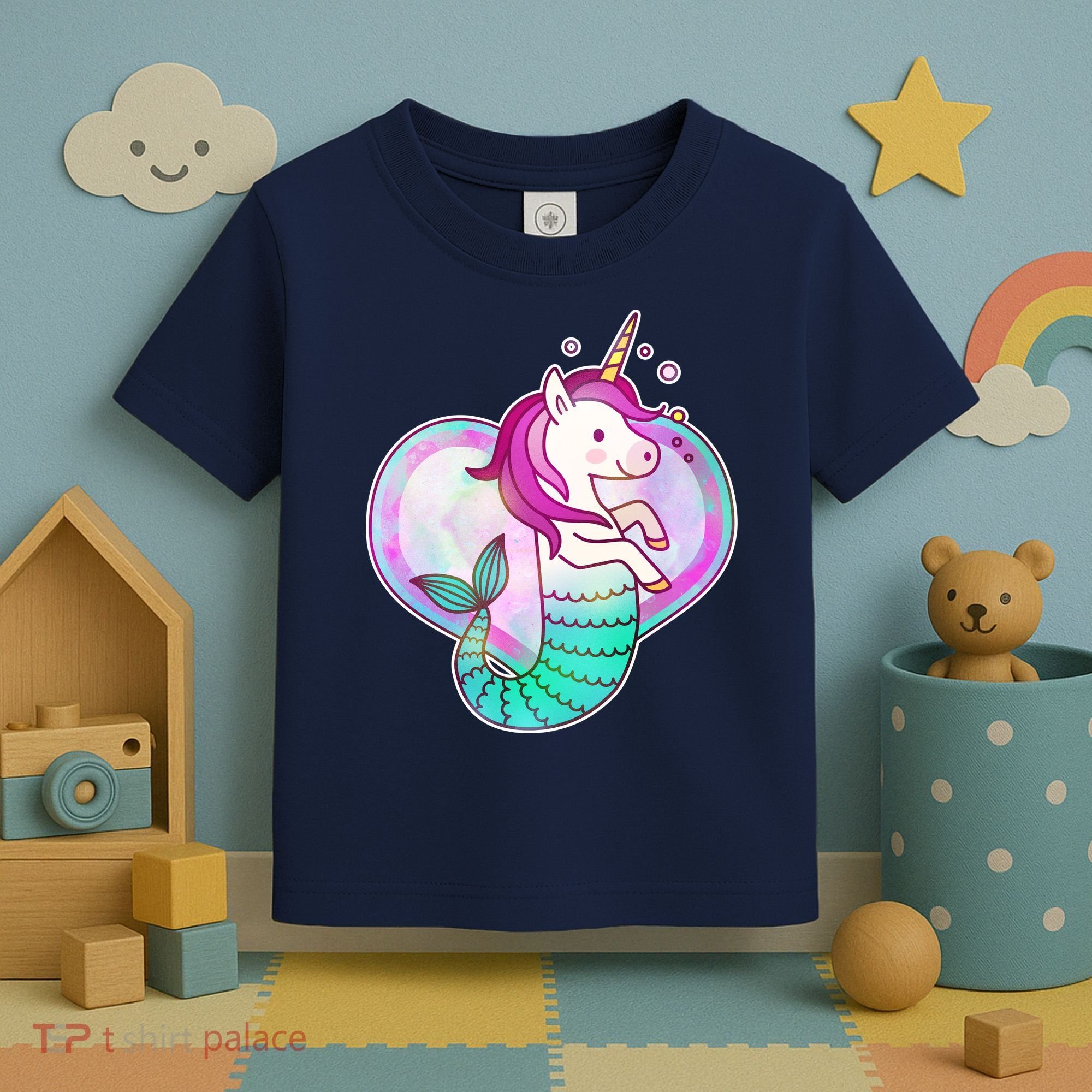 Cute Unicorn Mermaid Heart Toddler T-Shirt
