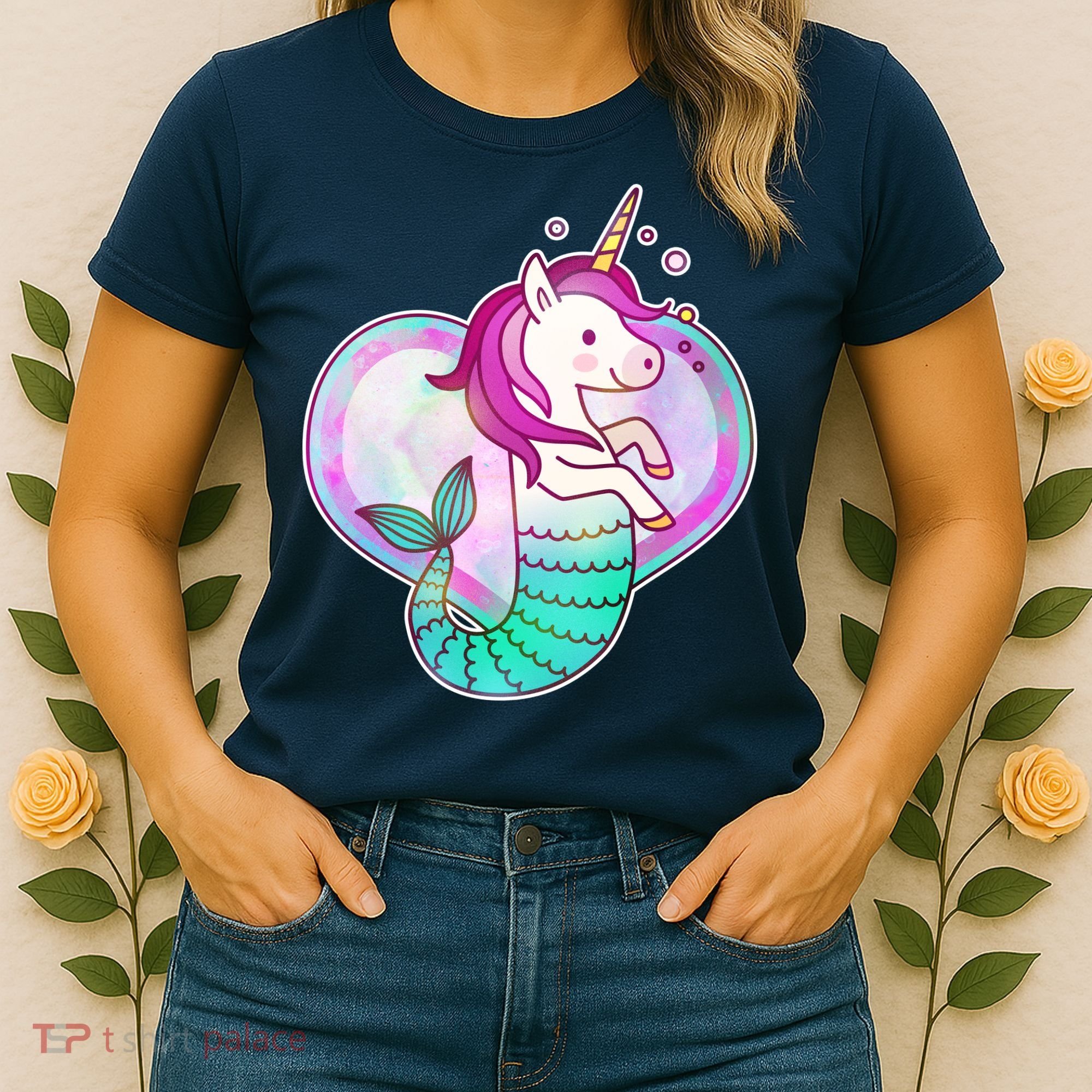 Cute Unicorn Mermaid Heart Women's T-Shirt