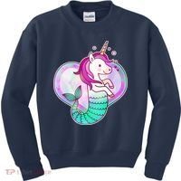 Cute Unicorn Mermaid Heart Kids Sweatshirt thumb 0