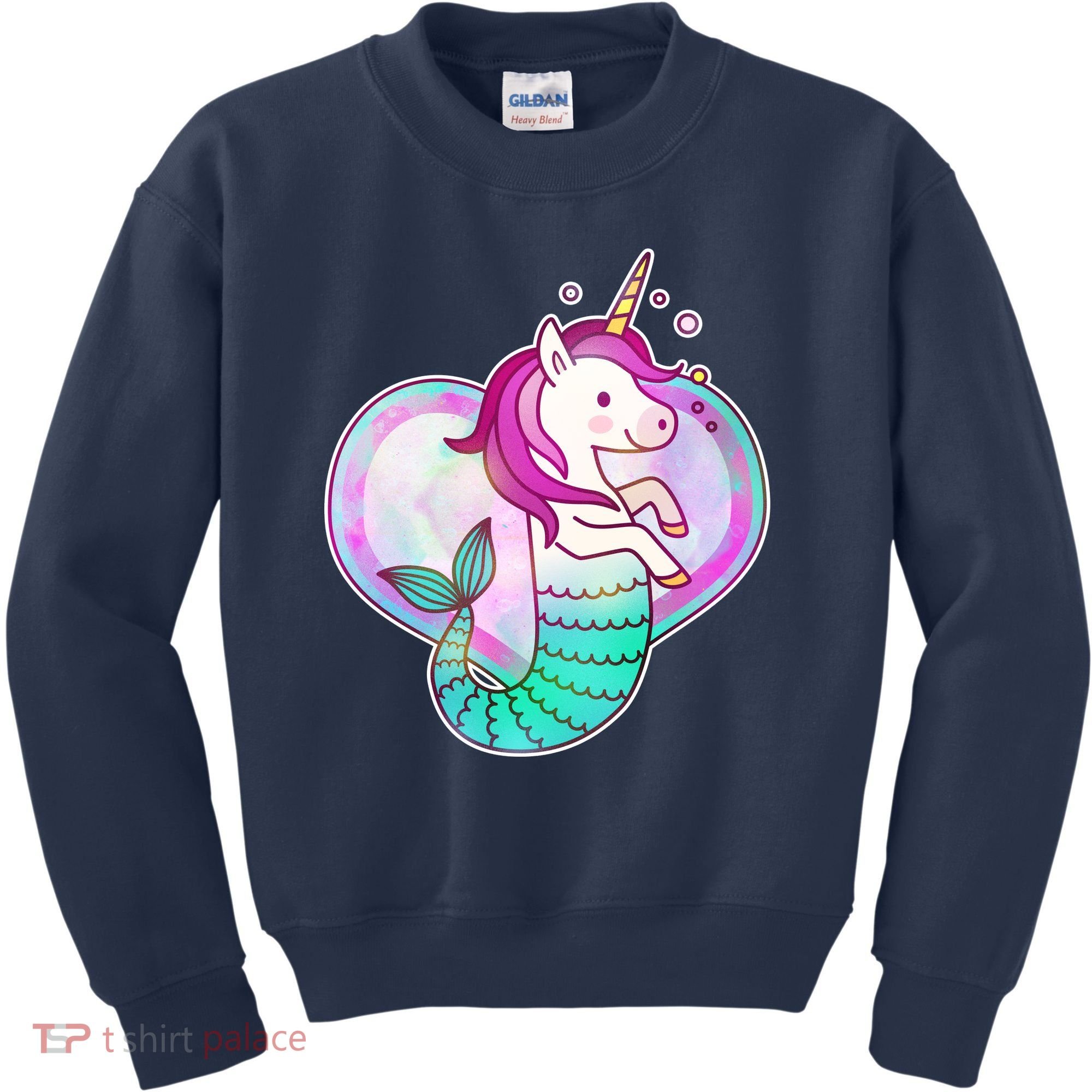 Cute Unicorn Mermaid Heart Kids Sweatshirt