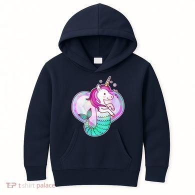 Cute Unicorn Mermaid Heart Kids Hoodie