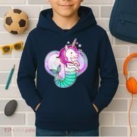 Cute Unicorn Mermaid Heart Kids Hoodie thumb 2