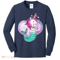 Cute Unicorn Mermaid Heart Kids Long Sleeve Shirt thumb 0