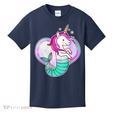 Cute Unicorn Mermaid Heart Kids T-Shirt