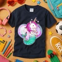 Cute Unicorn Mermaid Heart Kids T-Shirt thumb 3