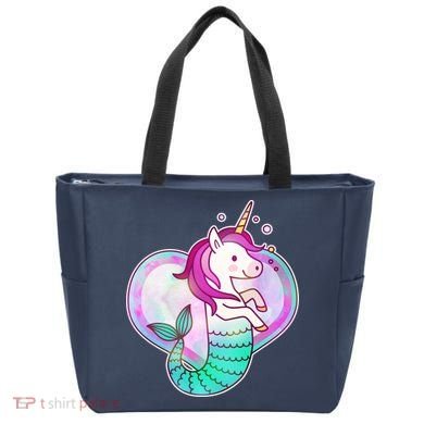 Cute Unicorn Mermaid Heart Tote Bag