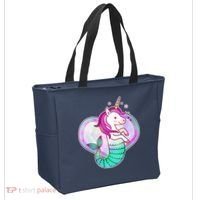 Cute Unicorn Mermaid Heart Tote Bag thumb 2