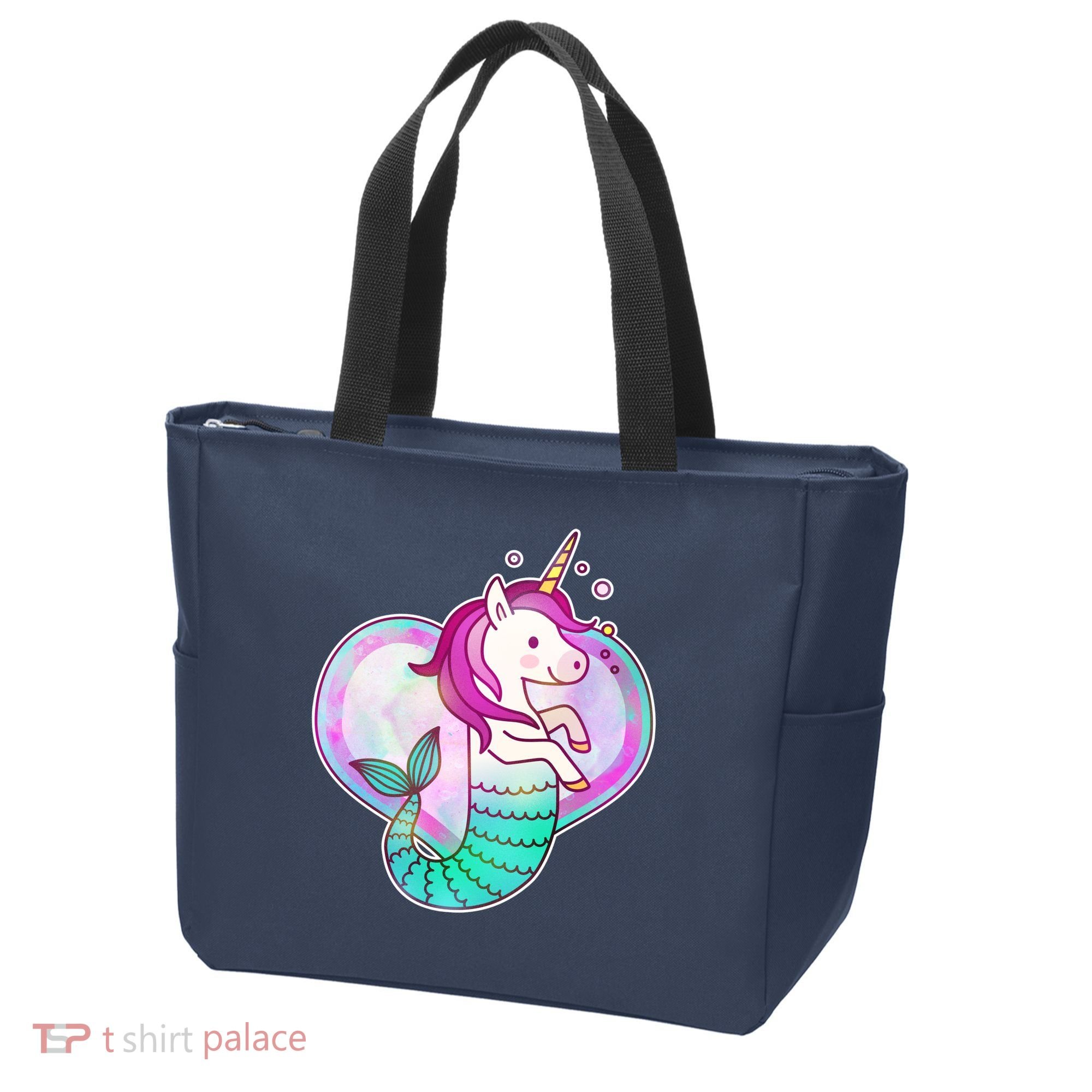 Cute Unicorn Mermaid Heart Tote Bag