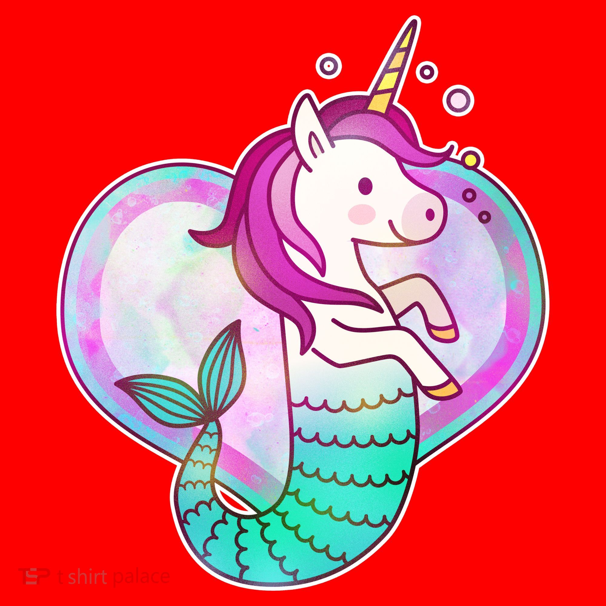 Cute Unicorn Mermaid Heart Santa Hat