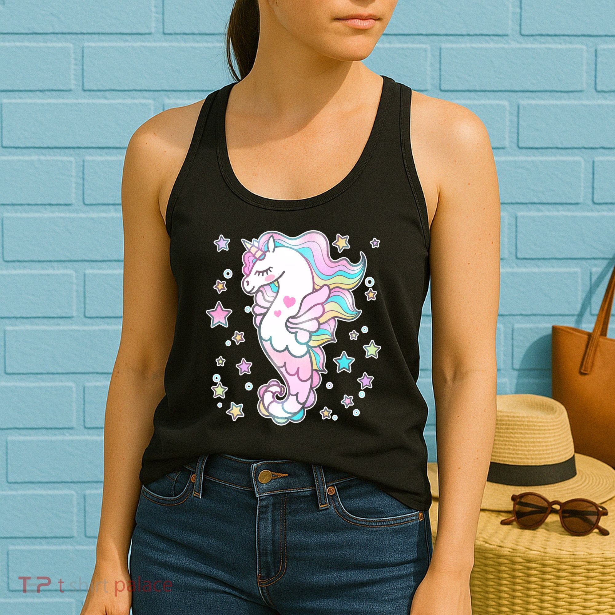 Cute Unicorn Seahorse Uni-Maid Women's Tank Top
