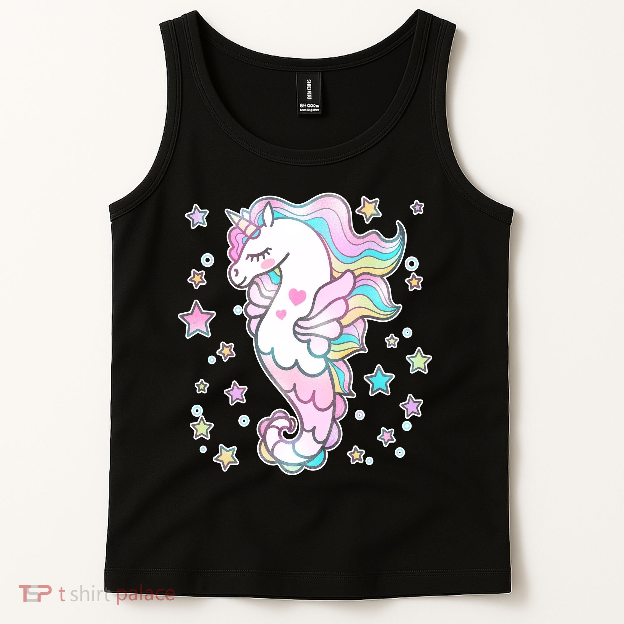 Cute Unicorn Seahorse Uni-Maid Tank Top