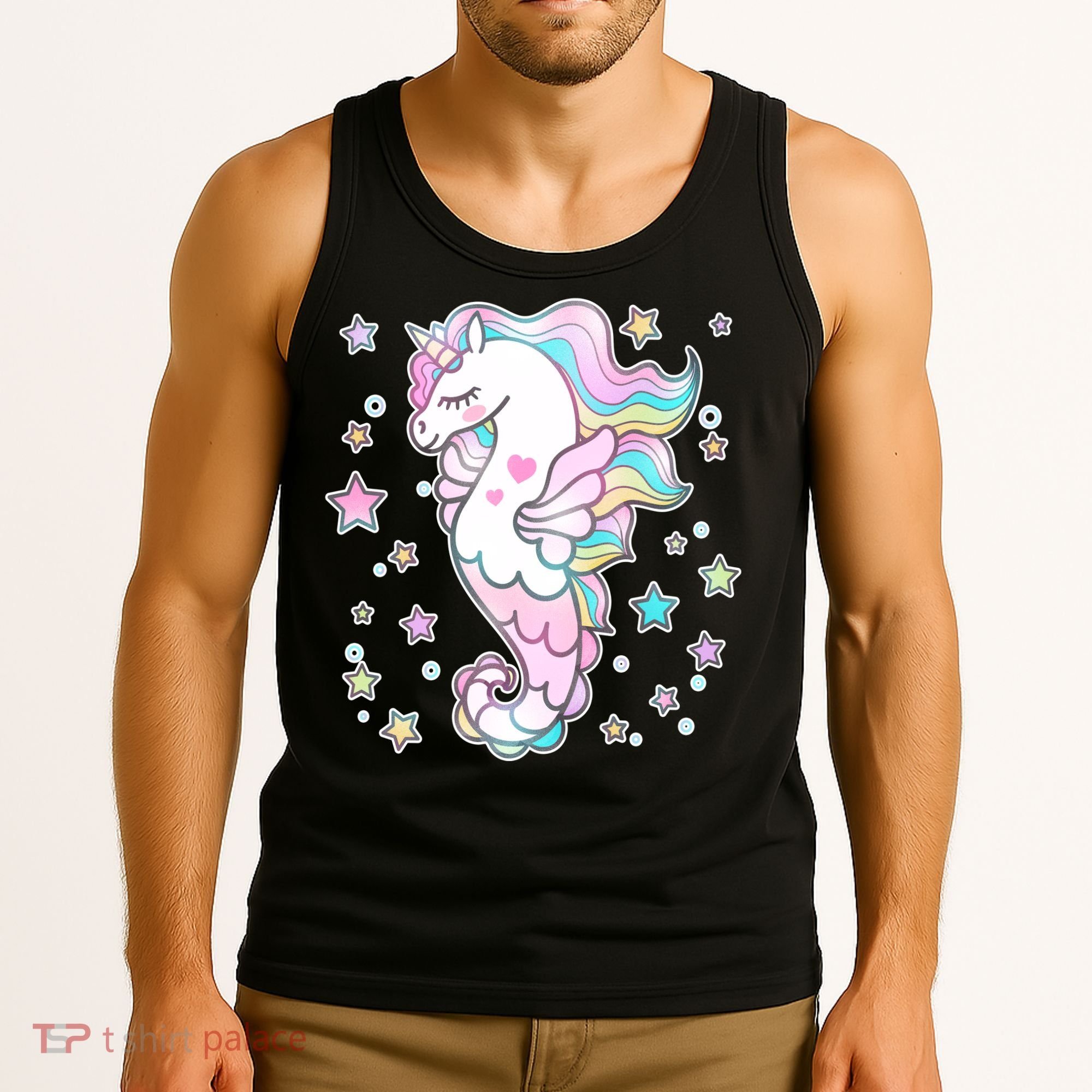 Cute Unicorn Seahorse Uni-Maid Tank Top