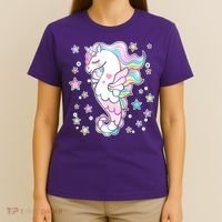 Cute Unicorn Seahorse Uni-Maid T-Shirt thumb 4