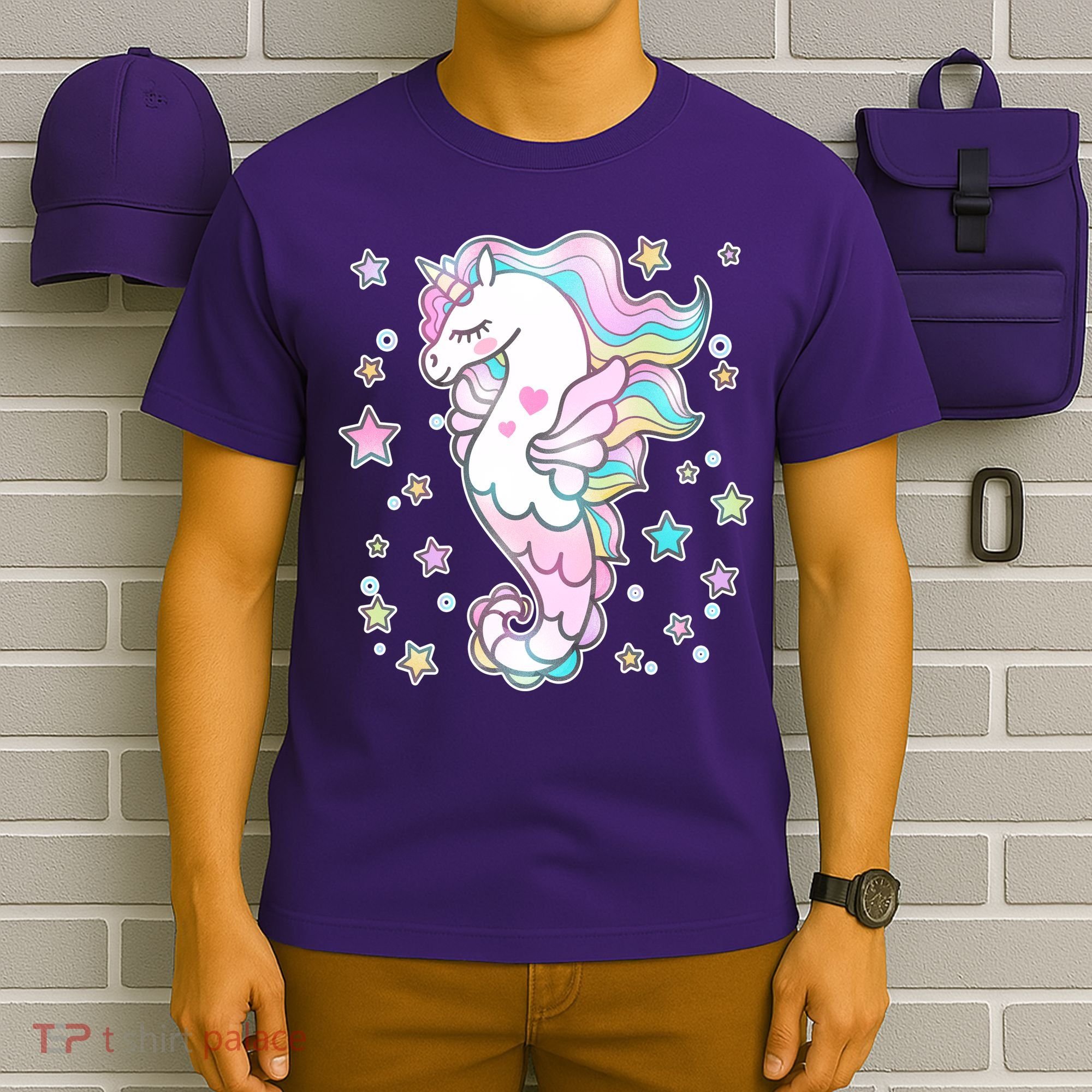 Cute Unicorn Seahorse Uni-Maid T-Shirt