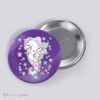 Cute Unicorn Seahorse Uni-Maid Button thumb 0
